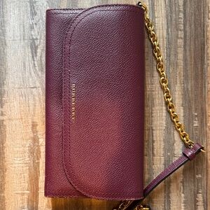 Burberry Plum Leather Chain Clutch